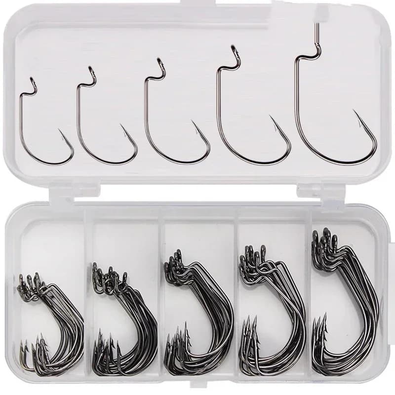 Set crank hooks 50 pieces/box 2 # 1 # 1/0 # 2/0 # 3/0 # Having Barbs Carpa Snap Fishing Large hooks Face set of fishing hooks