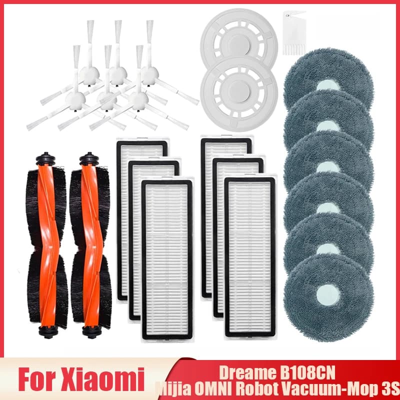 For Xiaomi Mijia OMNI Robot Vacuum-Mop 3S Dreame B108CN Vacuum Cleaner Roller / Side Brush Hepa Filter Mop Cloths Stent Parts