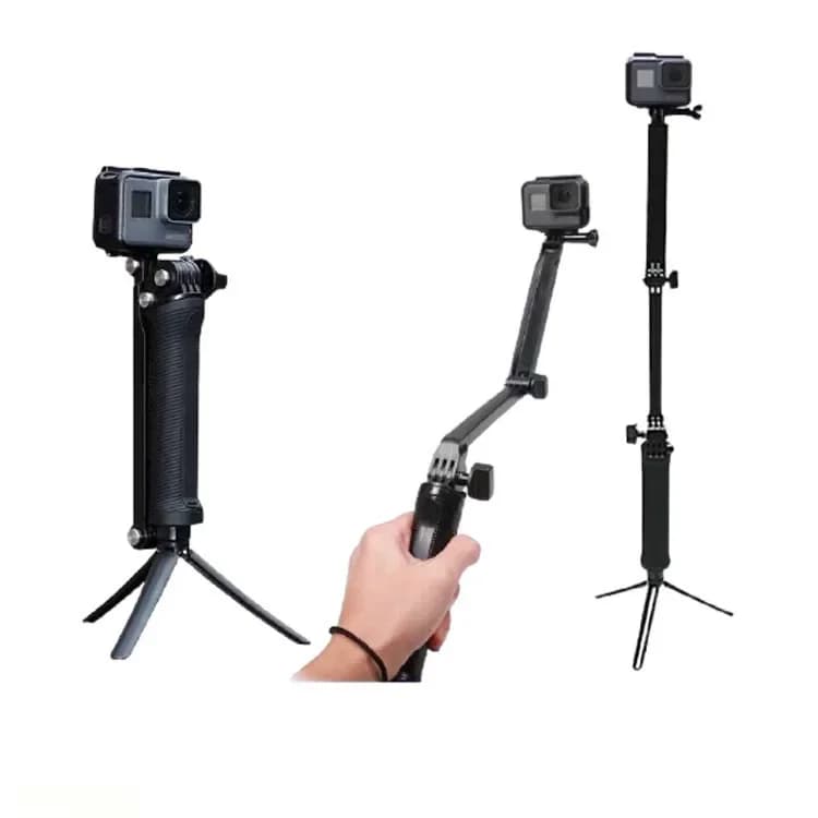 adjustable Selfie Stick Folding 3-way for DJI Action GoPro 12 Selfie Stick Action Camera Accessories Sports Camera Selfie Stick