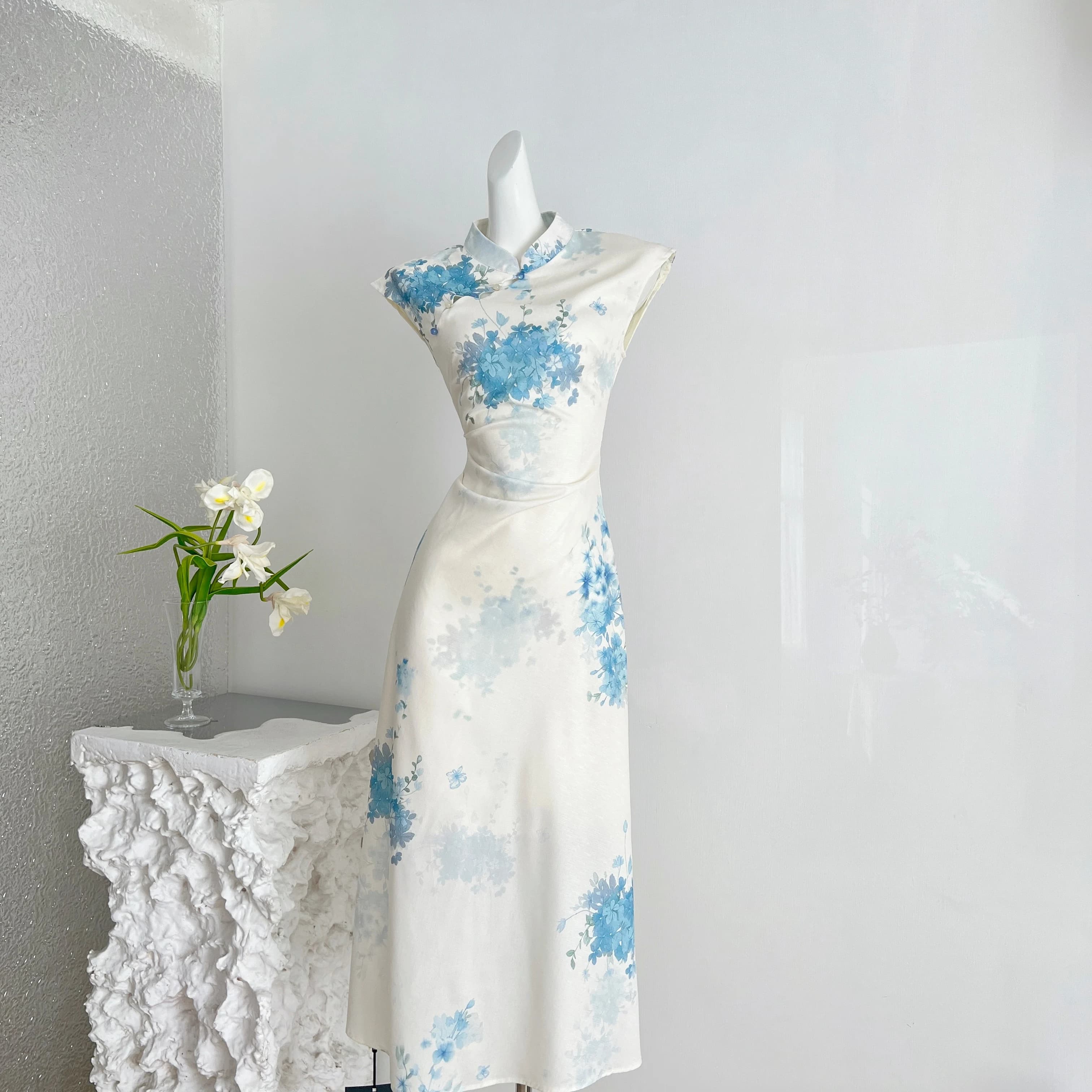 Sexy Reformed Qipao Dress Ethnic Chinese Style Vintage Fashion Slimming Evening Gown Low Slit Midi Skirt for Young Women