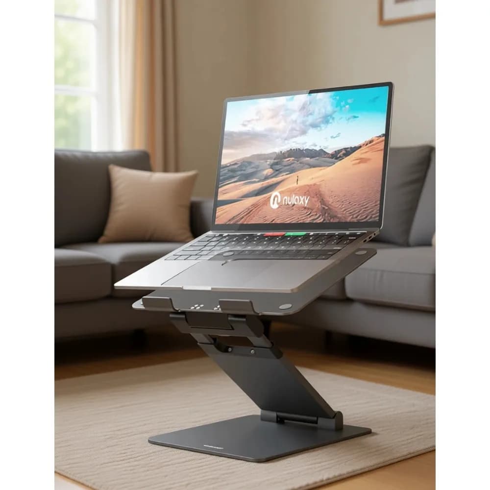 Supporto per Laptop in Alluminio Regolabile in Altezza e Pieghevole, Convertitore Ergonomico da Seduto a in Piedi per Laptop e Tablet da 10 a 17 Pollici