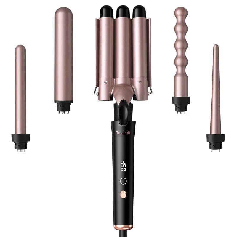 Iron curlers with cross-border multifunctional head change Amazon Smart LCD display Iron modelling curlers with tube change 5 in 1