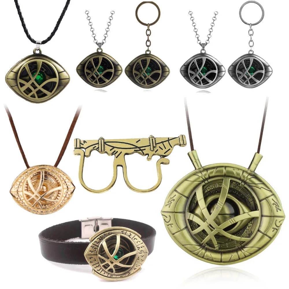 Dr Strange Portachiavi Occhio di Agamotto Time Gemma Portachiavi con ciondolo in metallo Puntelli Cosplay per i fan Gioielli Accessori con ciondoli Regali