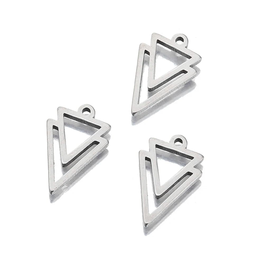 10 ciondoli a doppio triangolo in acciaio inossidabile, pendenti geometrici vuoti ad incastro per la creazione di gioielli, collane, orecchini fai da te