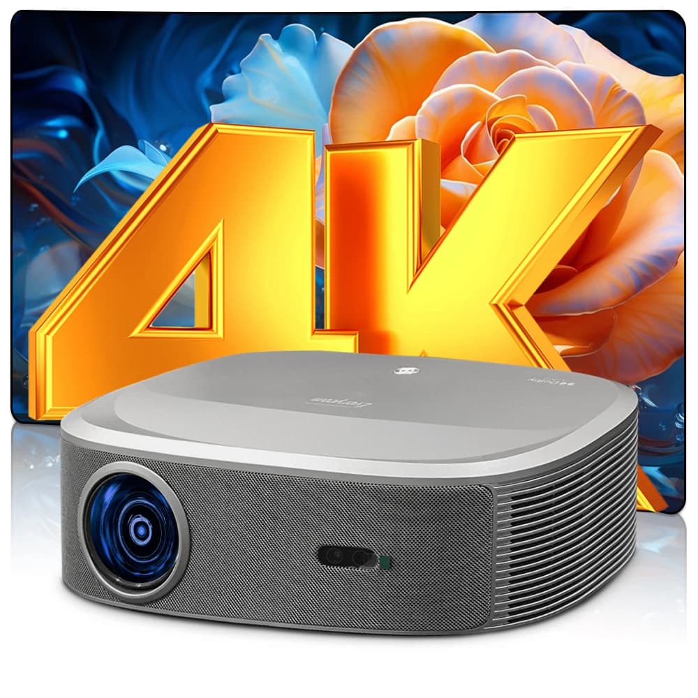 Proiettore 4K Ultra HD con Consegna Rapida da Magazzino UE, 15000 Lumen, Smart Android, Micro Wireless, Dual Wifi, Mini Proiettore per Home Theater