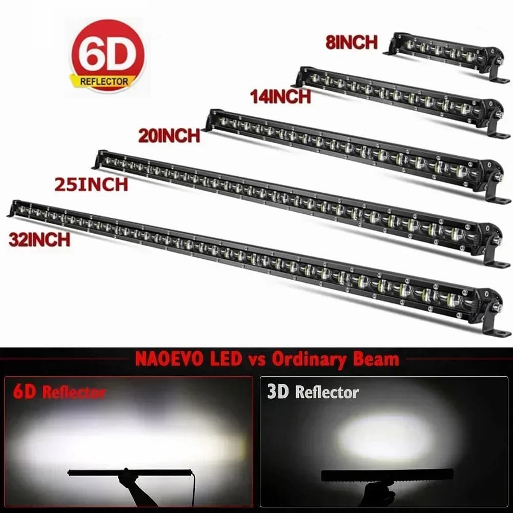 LED Light Bar 6D Ultra Strip 8 "14" 20 "Popular Lamp Slipper Driving Light 4x4 Working Light Motor LED Bar Auto Offroad SUV ATV Tractor