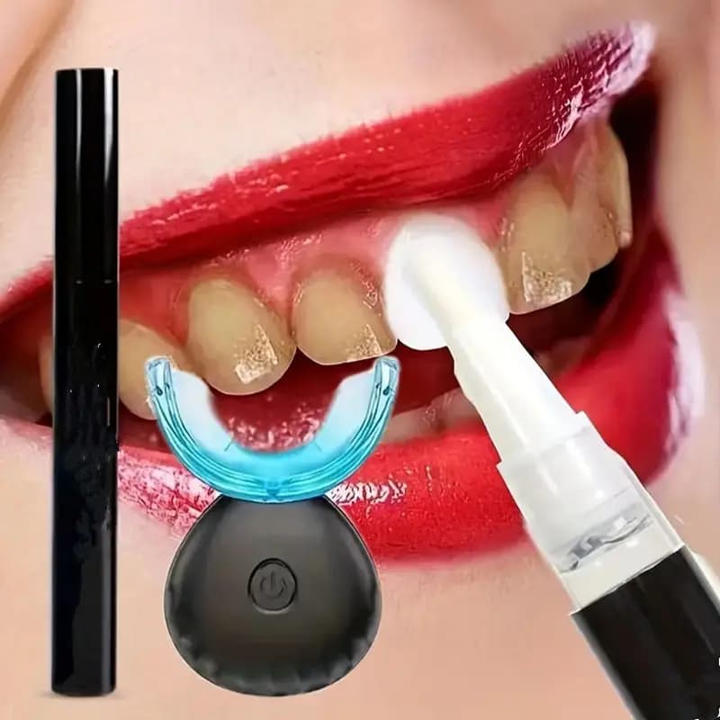 Teeth whitening set, home tooth whitening set, with LED light accelerator, with 16 LED light beads, whitening gel pen for 4 teeth if