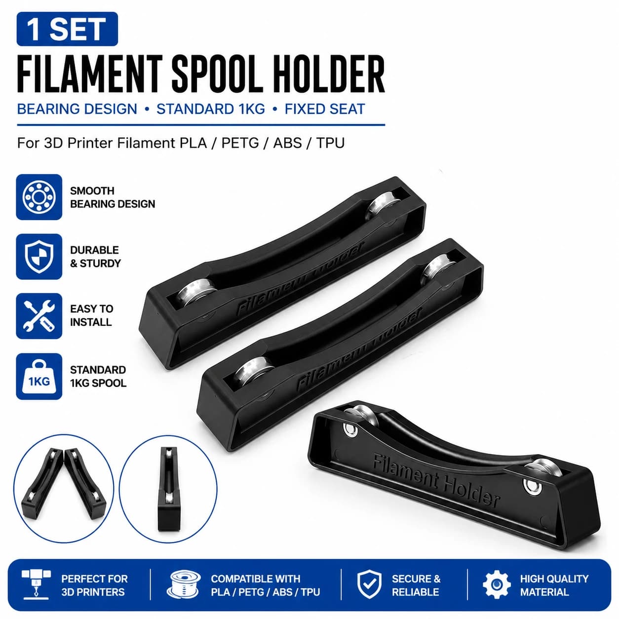 Supporto per Bobina di Filamento da 1KG con Design a Cuscinetto per Stampante 3D, Supporto Fisso per PLA PETG ABS, Scaffali per Materiali di Consumo
