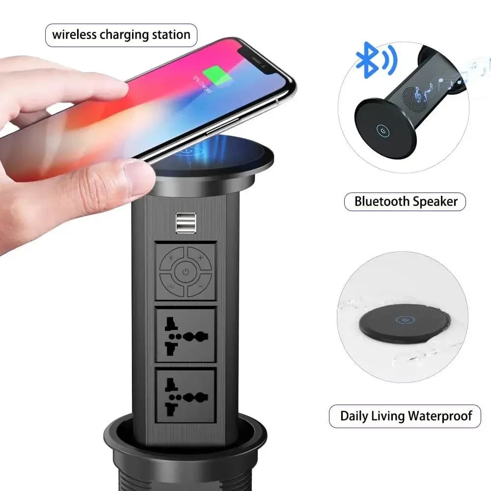 Presa pop-up motorizzata intelligente Spina di alimentazione universale Armadi da cucina pronti da montare Forniture elettriche per prese pop-up