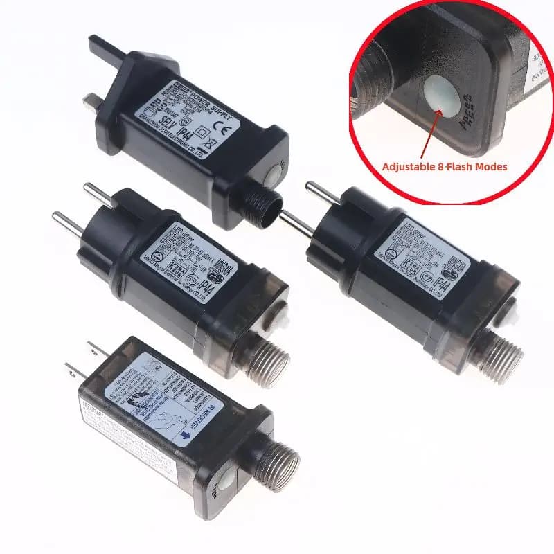 Adattatore con Spina EU/UK/US, Alimentatore Impermeabile IP44 per Illuminazione Laser, da 220V a 31/30/18/4.5V DC, Lampada LED SELV a 8 Funzioni