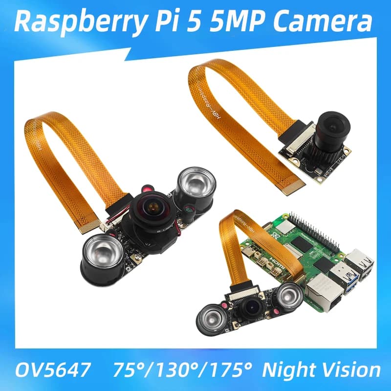 Raspberry Pi 5 5MP 1080P Wide-angle cameras for optional night vision IR-CUT FF AF for RPI 5 Pi5 Zero