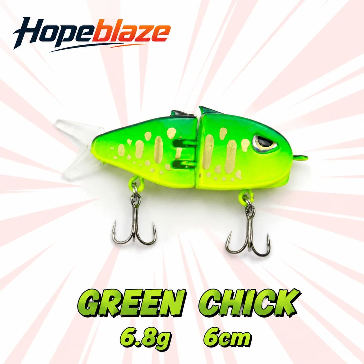 Hopeblaze Charging Chick Green Chick 6cm 6.8g Stream Bionic Jointed Swimbait Zero Startup S-Action Hard Lure For Brook Trout