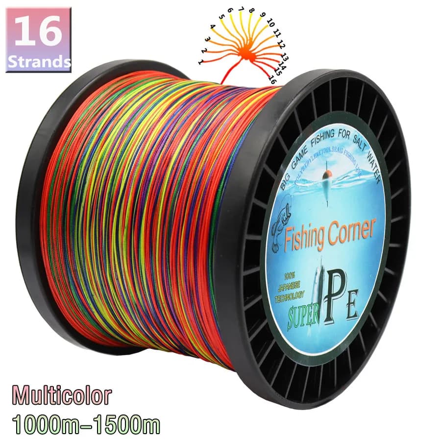 16 fili Multicolor multifilamento lenza 300M 500M 1000M 1500M PE intrecciato corda da pesca treccia filo 60LB-310LB