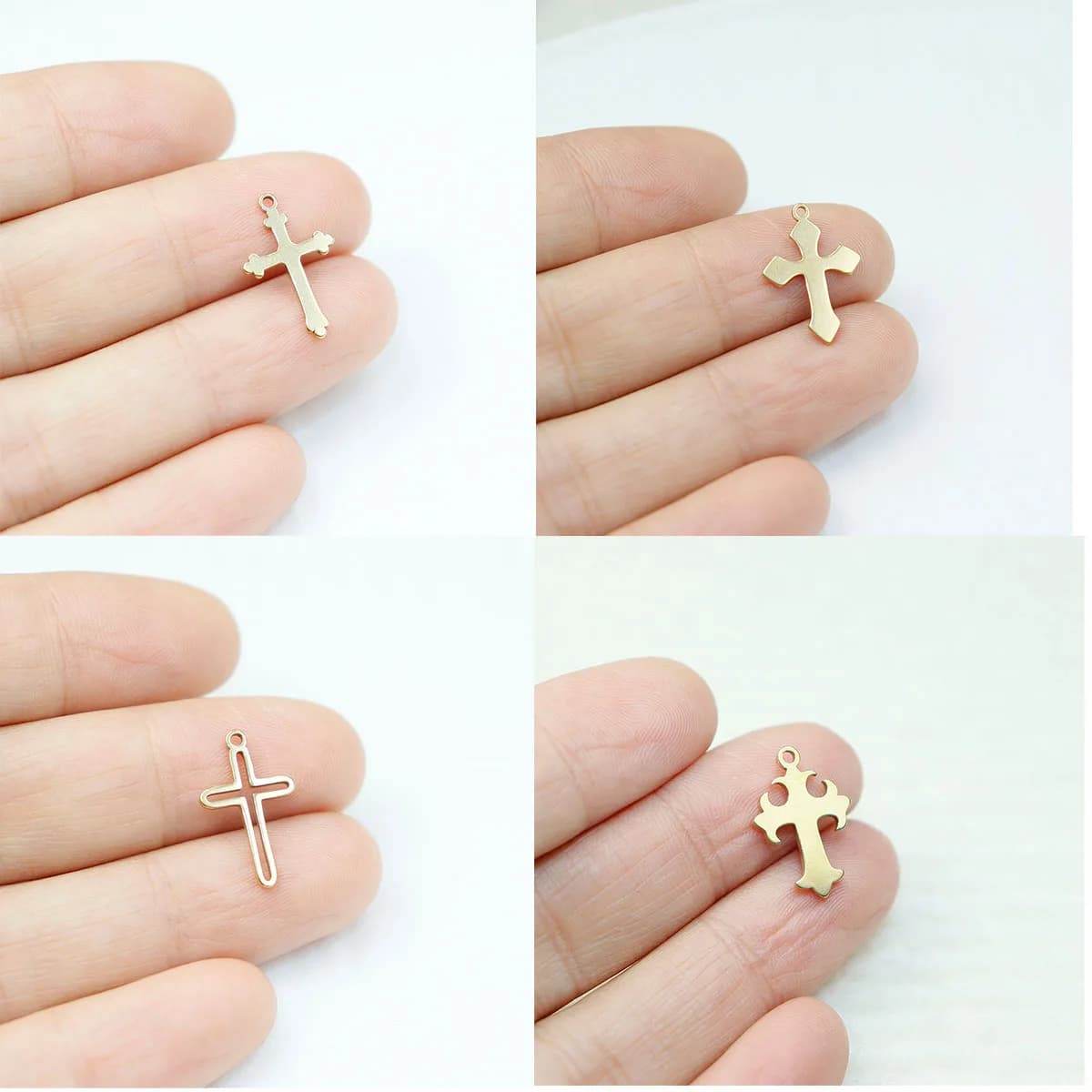 10pcs 304L Stainless Steel Cross Fashion Jewelry Accessory DIY Handcraft For Necklace PVD Vacuum Plated Waterproof Antiallergic