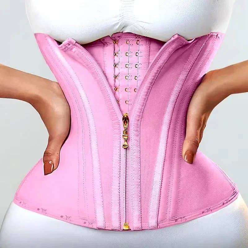 Fajas Cintura colombiana Rosa Vita Trainer Doppia compressione Corest con gancio per cerniera Body Shaper Dimagrante Cintura addominale Shapewear