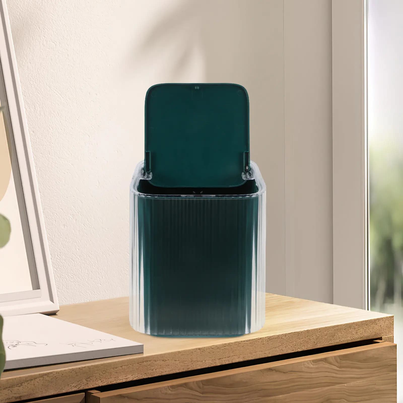 Mini Press Top Trash Can Cute Small Desktop Trash Bin for Desk Bedroom Tabletop Office Countertop Waste Container