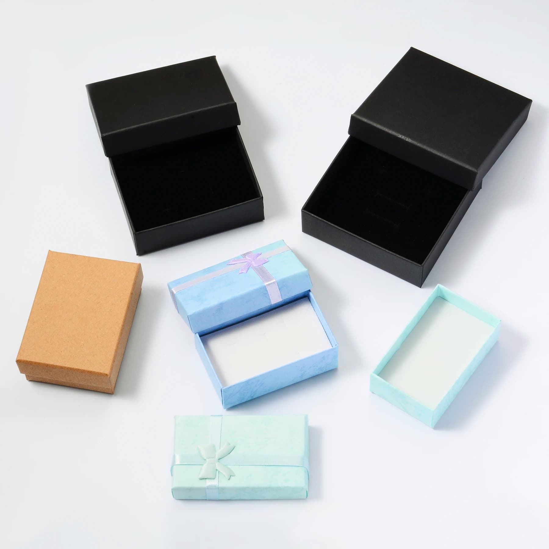 1PCS Rectangle Jewelry Packaging Box Necklace Rings Earing Gifts Box Storage Organizer Display Stand Solid Color Paper Gift