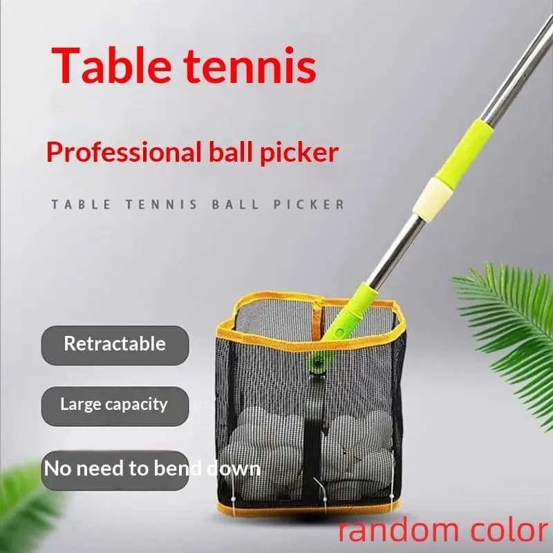 Portable Pickleball & Table Tennis Ball Picker Extendable Retriever Scoop with Roller for Indoor Outdoor Training