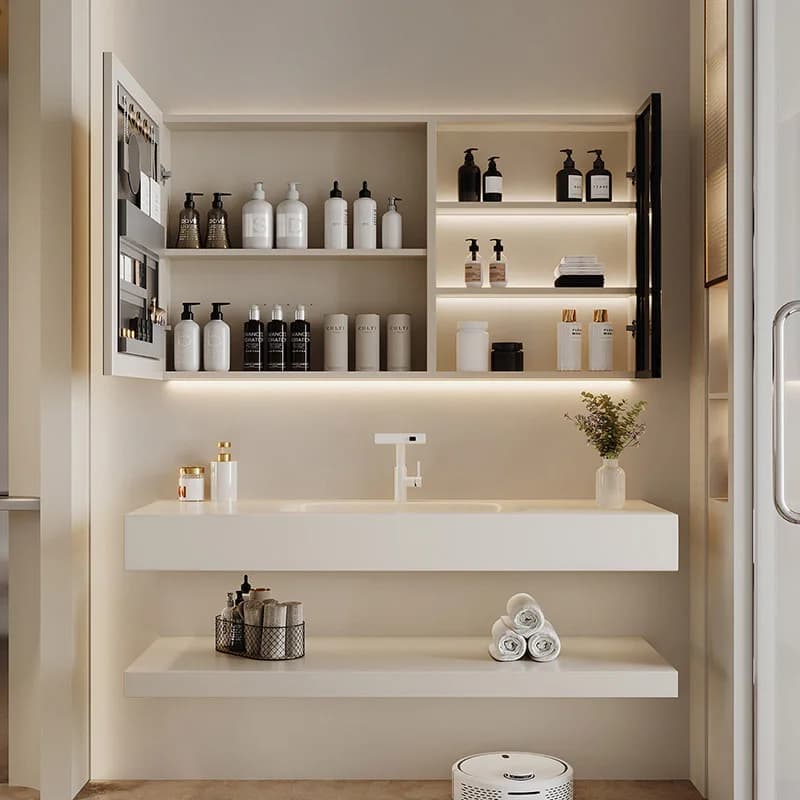 ^Modern Closet Bathroom Cabinet Skincare Decorations Drawers Display Corner Cupboard Organizer Storage Gabinete Home Furniture