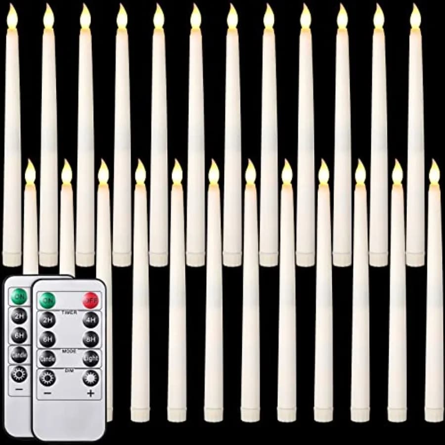Confezione da 24 Candele a LED Senza Fiamma con Telecomando e Timer, Funzionamento a Batteria, Luce Calda per Casa e Matrimoni