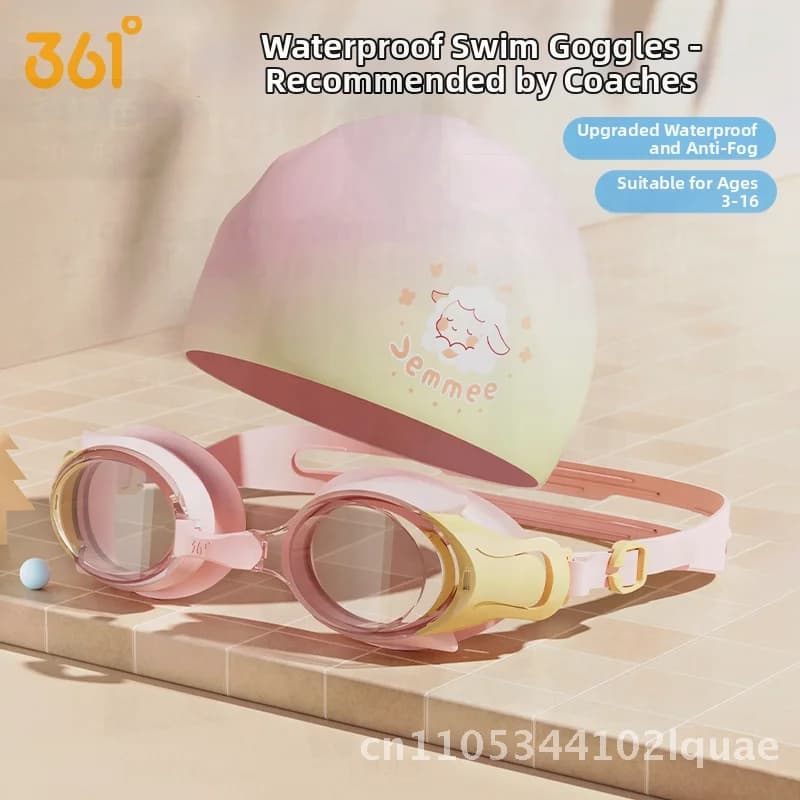 361 Children's Swimwear HD Duvet Glasses waterproof for boys and girls Professional colors pink/blue lake