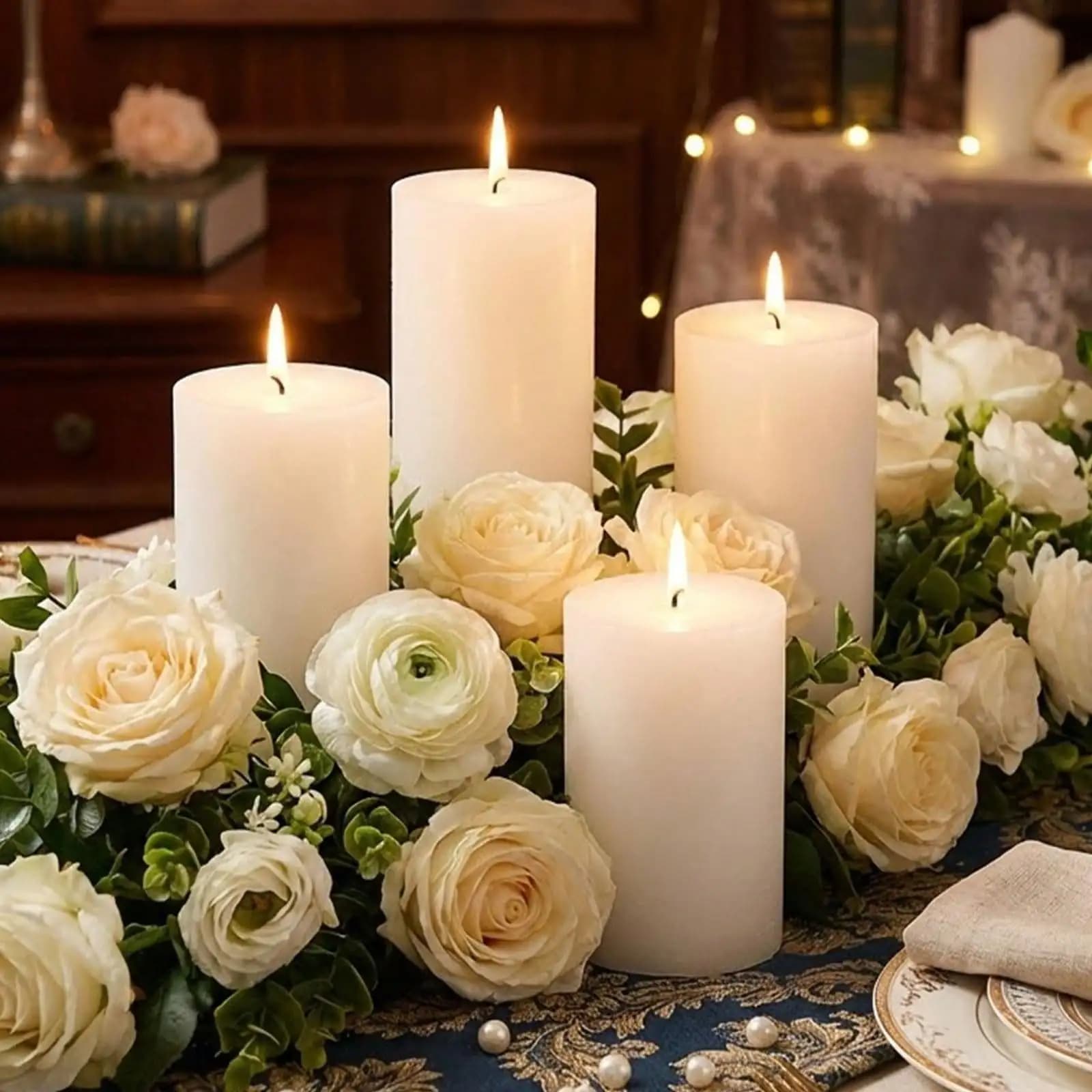 4 candele a pilastro profumate alla vaniglia, bianche e arancioni, durata di combustione di 60 ore, 2,8x4 pollici, senza fumo, aromaterapia calda e accogliente per l'atmosfera domestica/relax, regalo ideale per compleanno/San Valentino