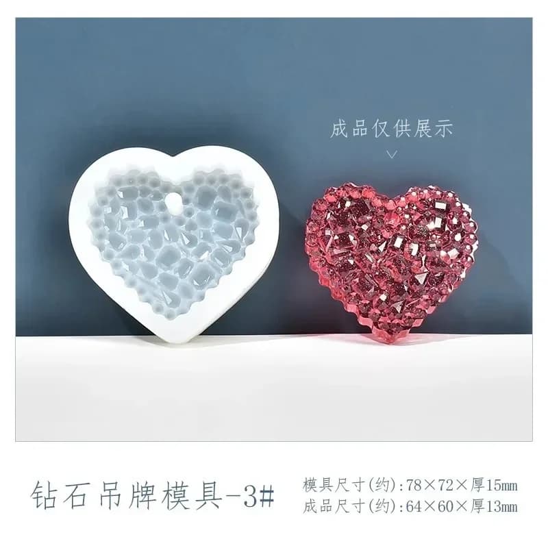 Heart-Shaped Crystal Epoxy Resin Mold - Silicone Pendant Casting for DIY Jewelry and Decorative Hanging Signs