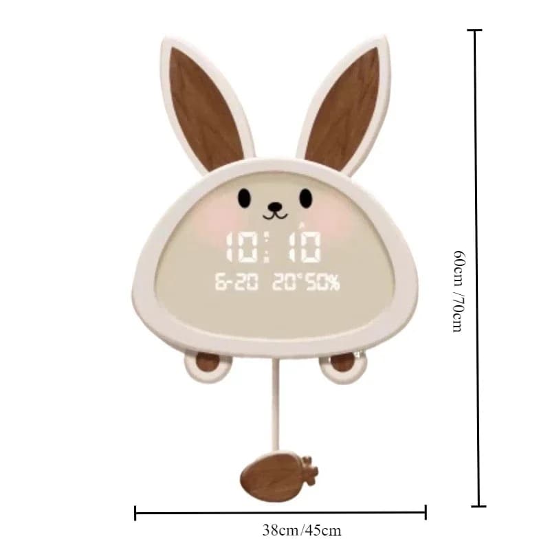 Orologio da Parete Elettronico con Calendario, Orologio Moderno per Soggiorno, Orologio da Parete Digitale Silenzioso con Coniglio Cartoon, Decorazione per Interni Casa