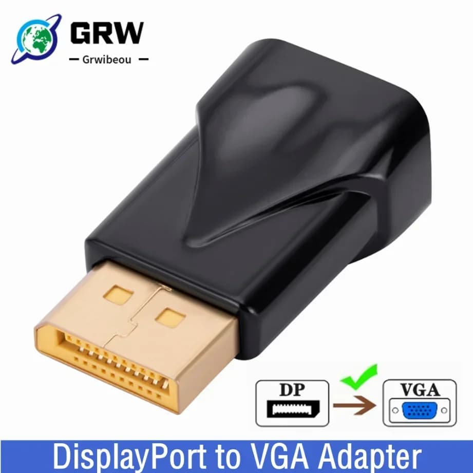Grwibeou Cavo adattatore DP a VGA 1080P DisplayPort Maschio a VGA Femmina Convertitore video per PC Proiettore DVD TV Monitor portatile
