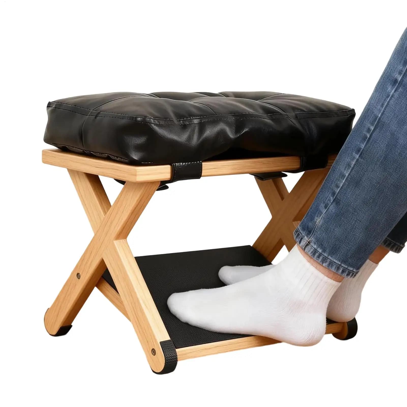 Sgabello da scrivania in legno a doppio strato antiscivolo, poggiapiedi ergonomico per ufficio, casa, dormitorio, appartamento, studio