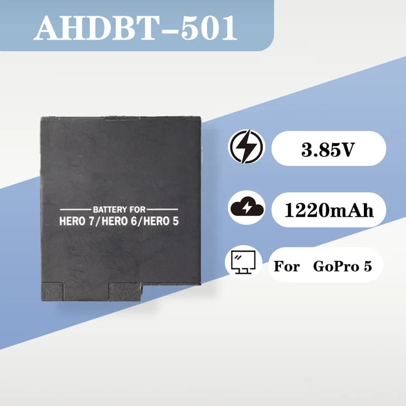 Batteria ricaricabile BT 501 AHDBT 501 3.85V 1220mAh per GoPro 5 GoPro 6 GoPro 7 Action Camera