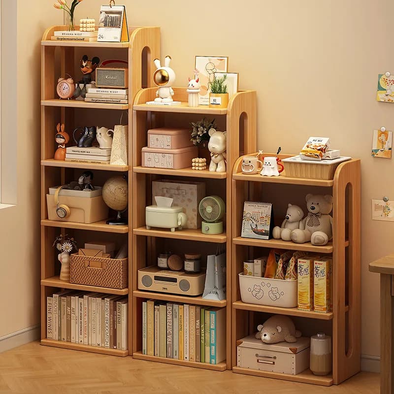 Libreria multistrato in legno massello, mensola dal pavimento al soffitto, armadio portaoggetti a parete, libreria per studenti, libreria per camera da letto