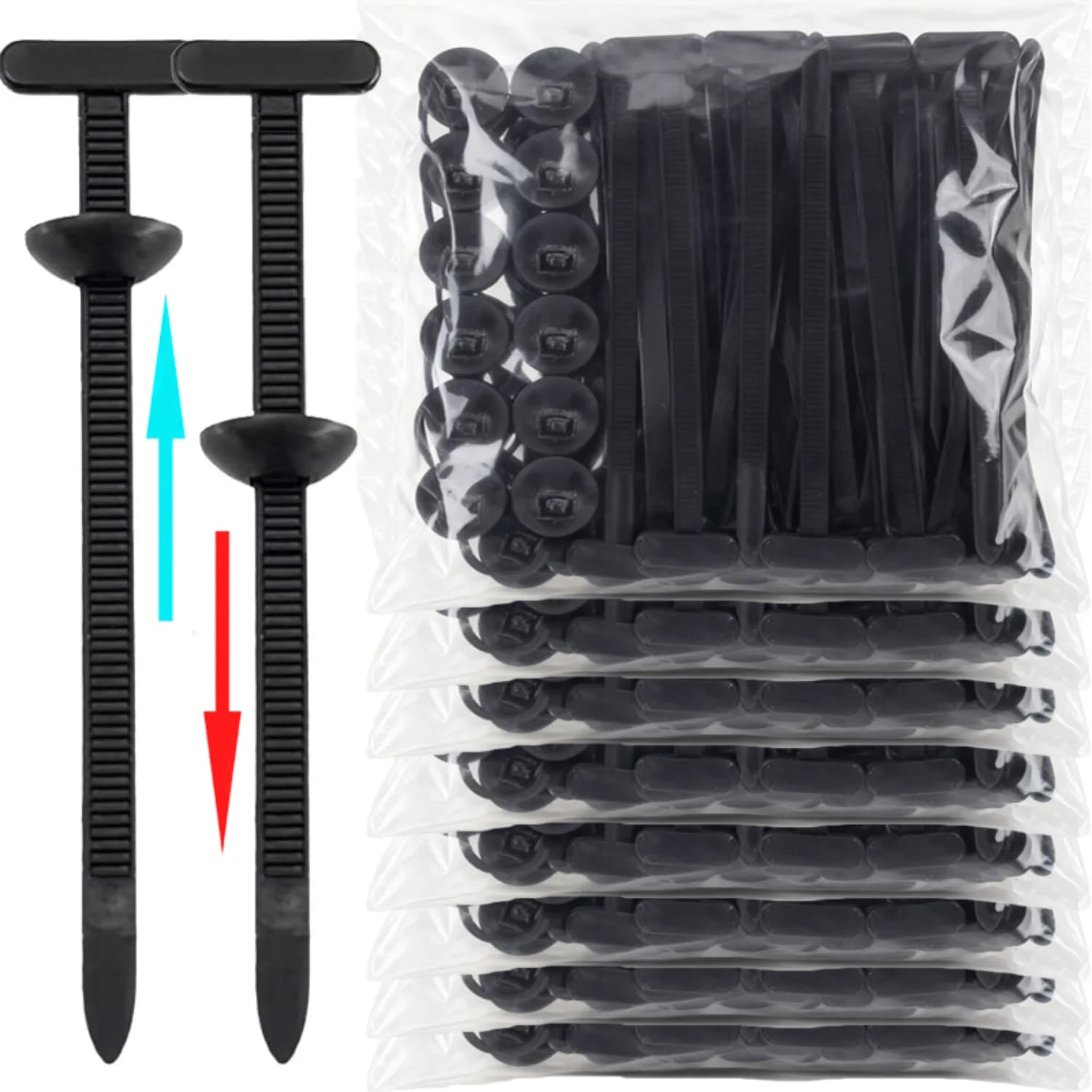 Set da 500 fascette stringicavo universali autobloccanti in nylon, resistenti, con perno e bottone, per riparazioni auto e fissaggio quotidiano