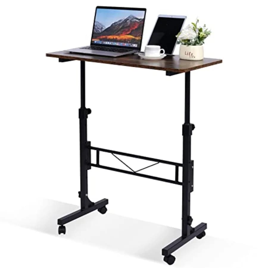 Scrivania regolabile in altezza, scrivanie mobili con ruote, piccole scrivanie per computer, scrivania con ruote, scrivanie portatili per laptop, Rusti