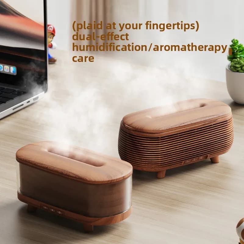 Nuovo Diffusore di Aromi Effetto Legno per Casa e Camera da Letto, Umidificatore a Ultrasuoni con Lampada Colorata e Spray Automatico