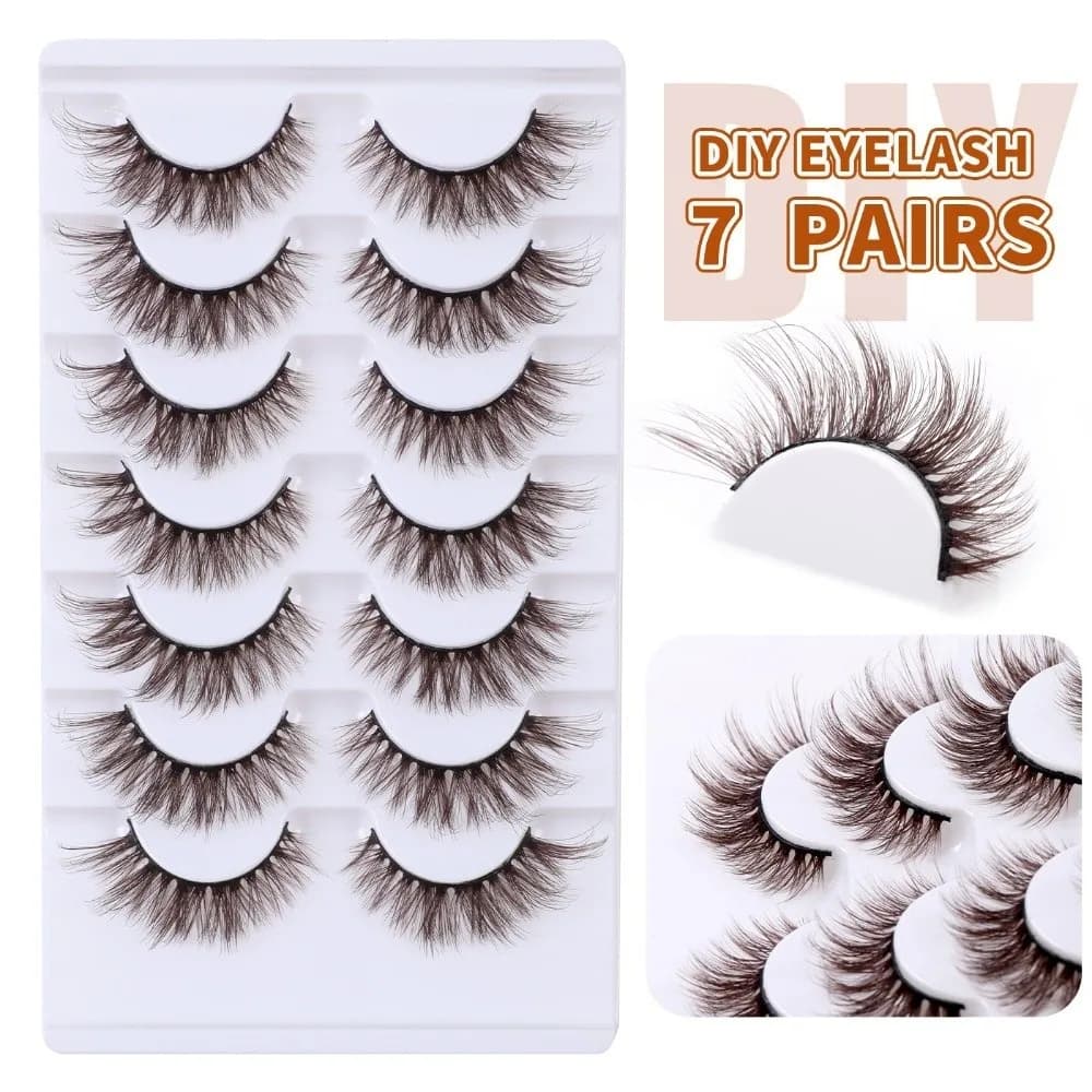 7 Paia di Ciglia Finte Nere Spesse, Curvatura C, Tools for Makeup Eyes, Ciglia Finte Densi e Voluminose, Reading and Reusable