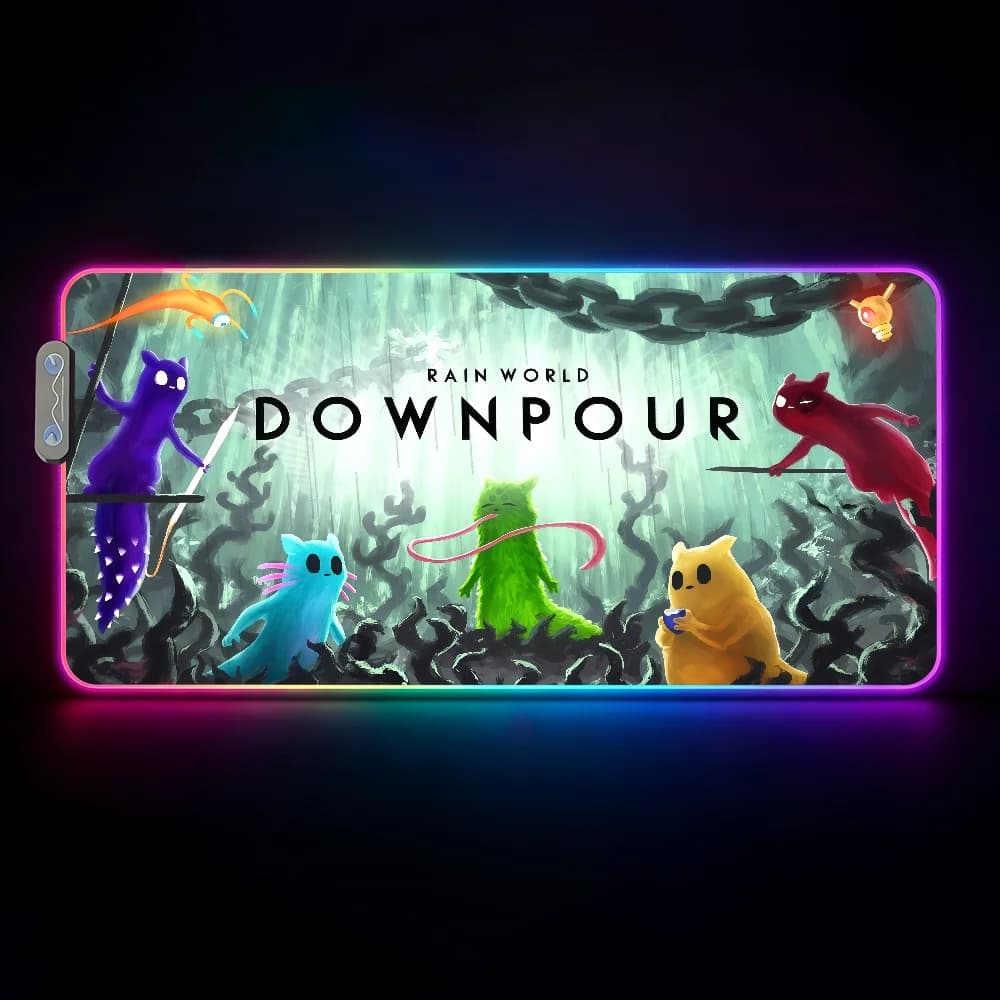 Tappetino per mouse Game Rain World, impermeabile, con luce LED RGB, colorato, per tastiera da gioco, superficie antiscivolo