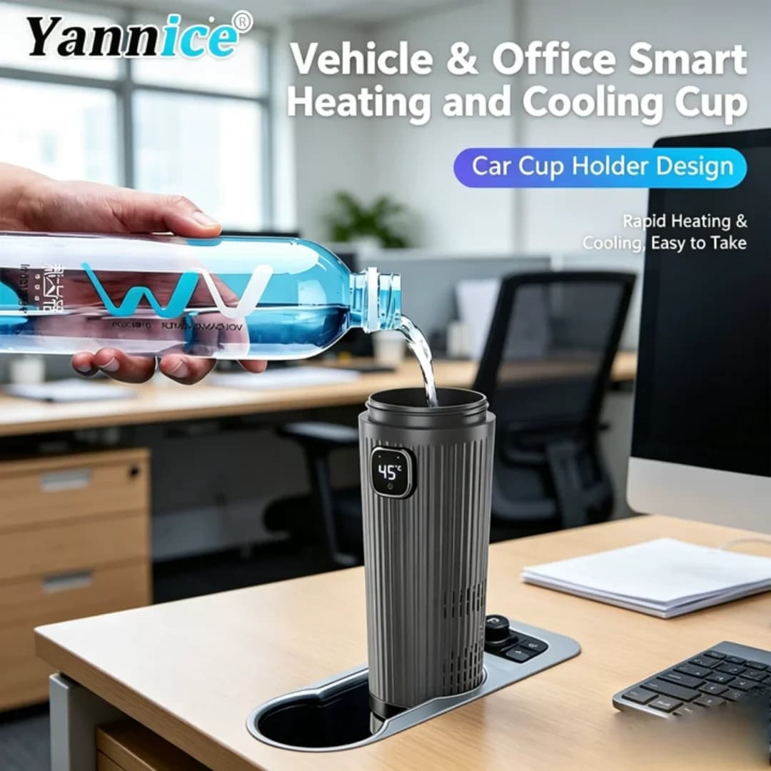 Bollitore Elettrico per Auto 12V/240V, Tazza Portatile per Riscaldamento/Raffreddamento, Thermos da Viaggio, Bottiglia Termica per Acqua e Bevande