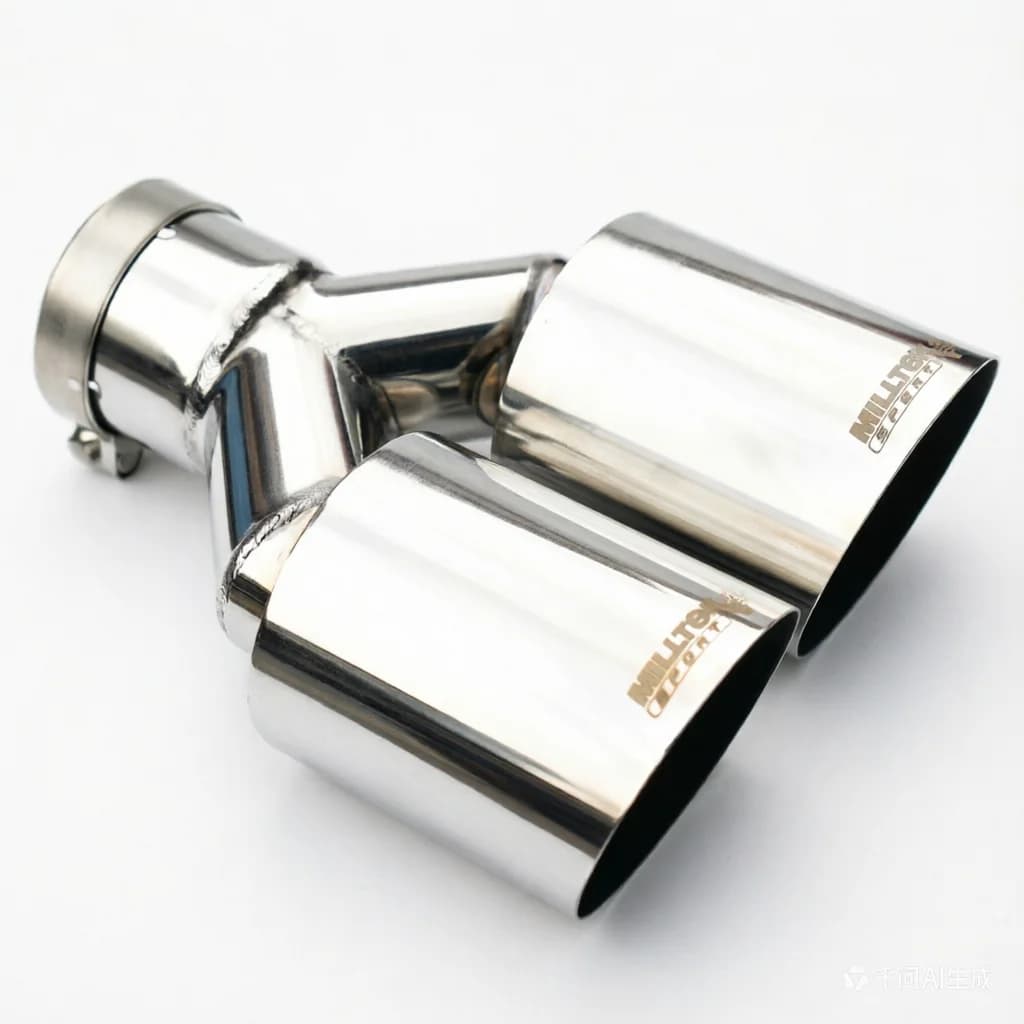 Terminale di Scarico Doppio MILLTEK SPORT, Ingresso 2.5 Pollici, Uscita 3 Pollici, Tubo di Coda Lungo 9.5 Pollici, Doppia Parete Lucidata in Acciaio Inox 304