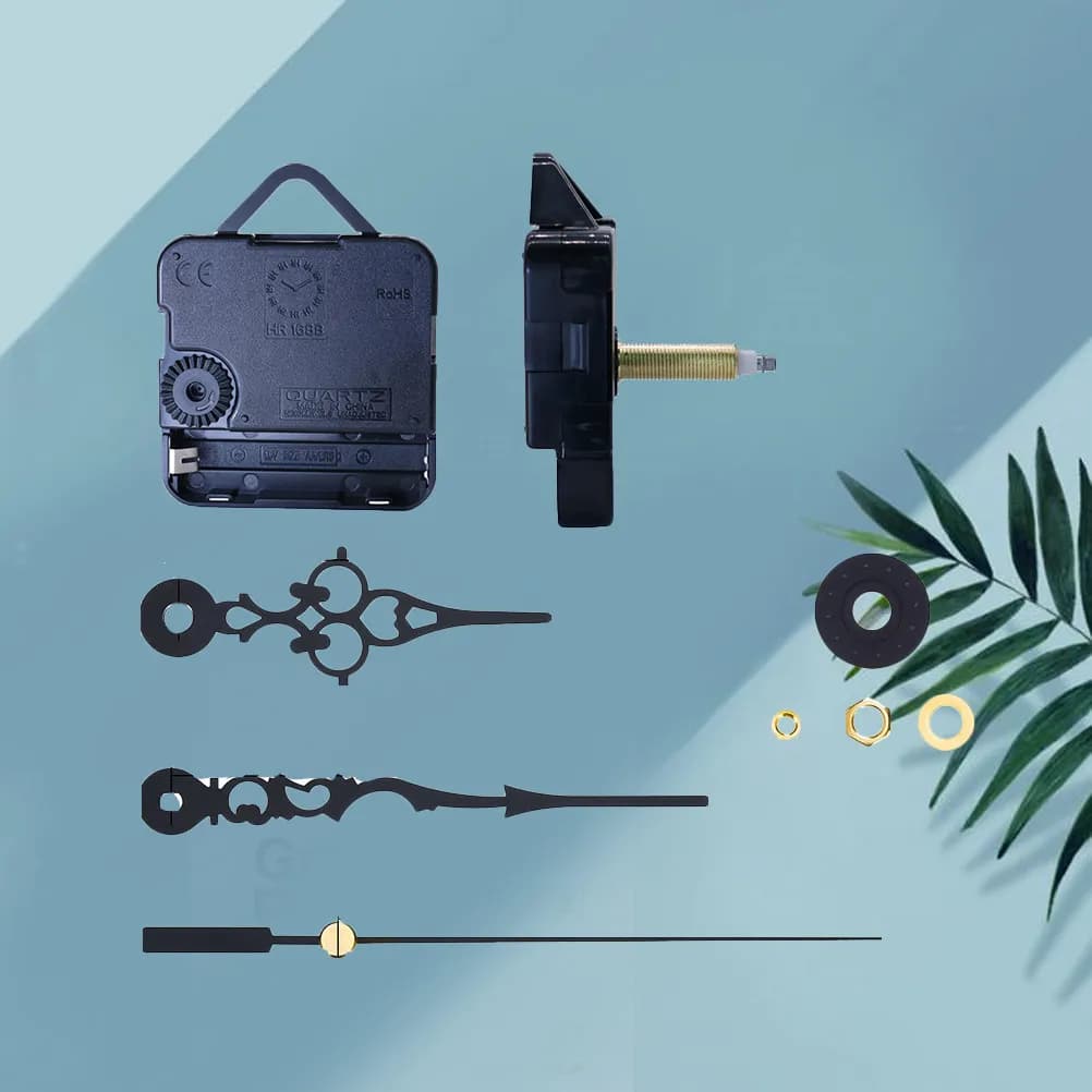 Repair Kit for Movement Watch with Hands Hours, Minutes and Seconds in Metal, Big Pair, Black, Suitable for Wall Clocks, Table and Cross Point