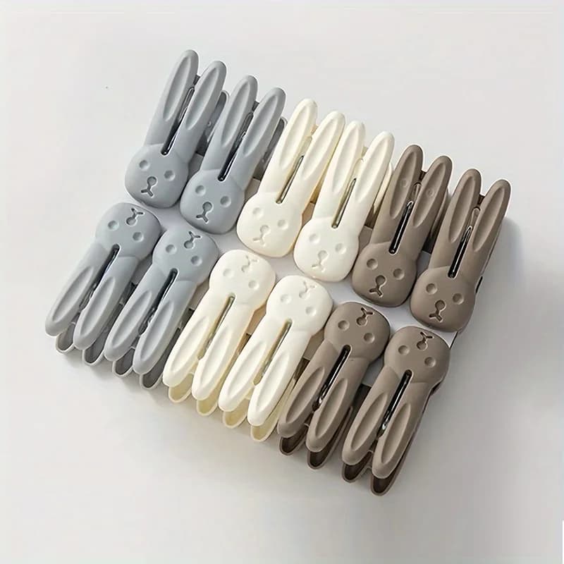 Set of 12 Rabbit Shape Dresses, Anti-wind Plastic Clips, for Keeping Together Socks and Dresses