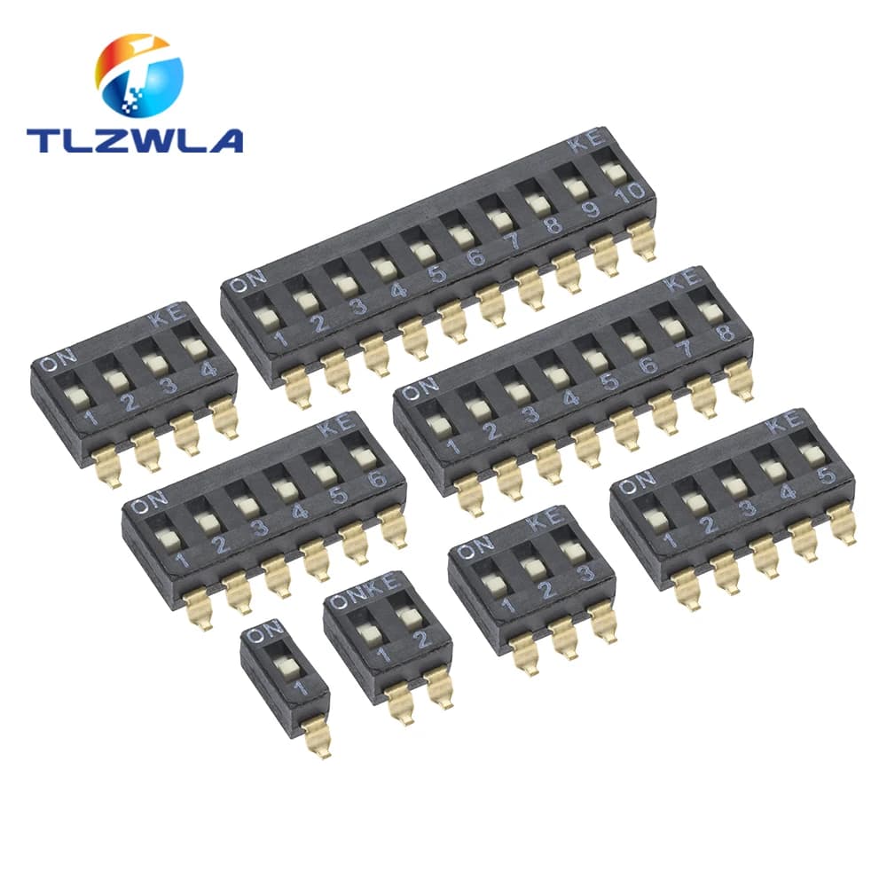 Interruttore a levetta 5 pezzi SMD 1/2/3/4/5/6/8/10pin presa interruttore a scorrimento Ibuw 1 2 3 4 5 6 8 10 bit passo 2.54mm interruttore a scatto nero