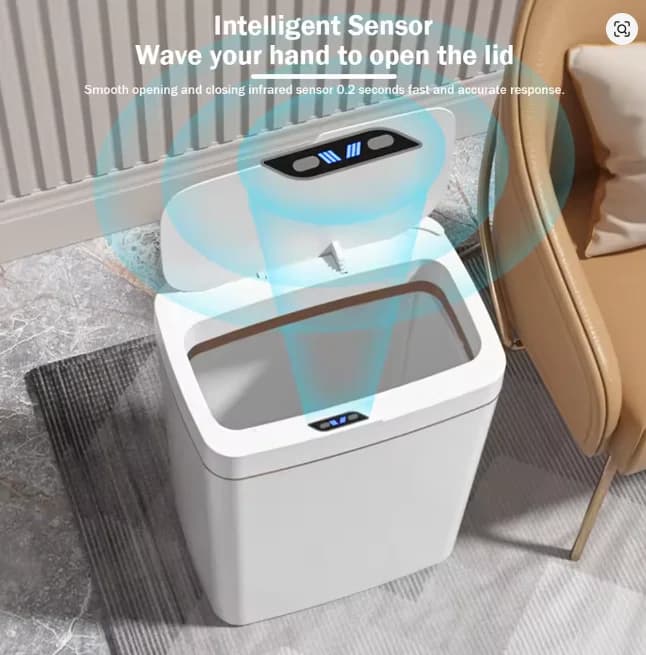 2026 New 15L Smart Household Sensor Trash Can Touchless Automatic Bathroom Bin Slim Space Saving Design