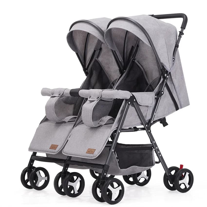 Passeggino doppio con ombrello Passeggino doppio pieghevole leggero seduto sdraiato per l'accesso all'ascensore