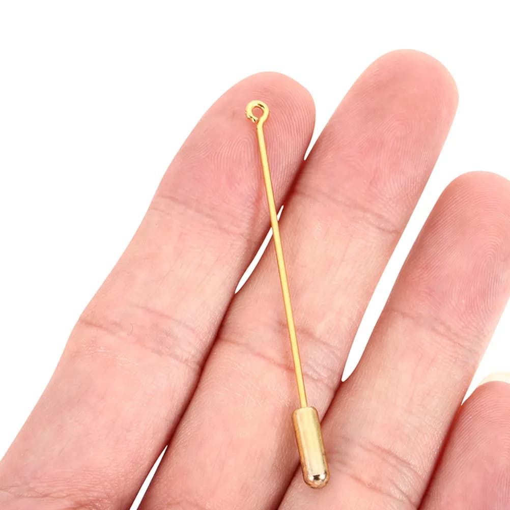 30Pcs Copper Brooch Pin Stick Base Long Needle 70Mm Eye Pins Safety DIY Jewelry Hat Scarf Round Brooch Pin Metal Pins for Suits