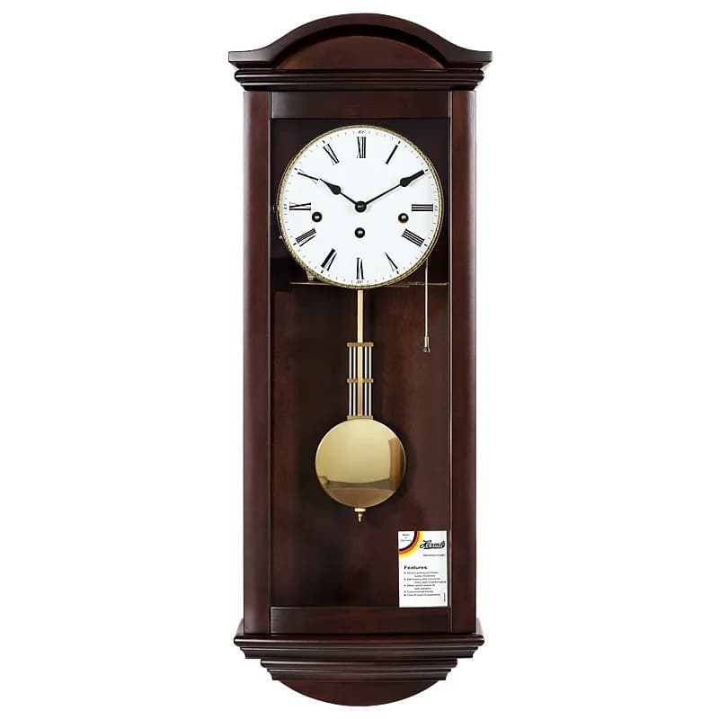Orologio a pendolo meccanico, orologio da parete musicale in legno massello per soggiorno