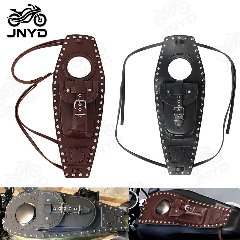 JNYD Motorcycle Fuel Tank Cover Panel Pad Bib Bag Pouch PU Leather For Harley Sportster 883 XL1200