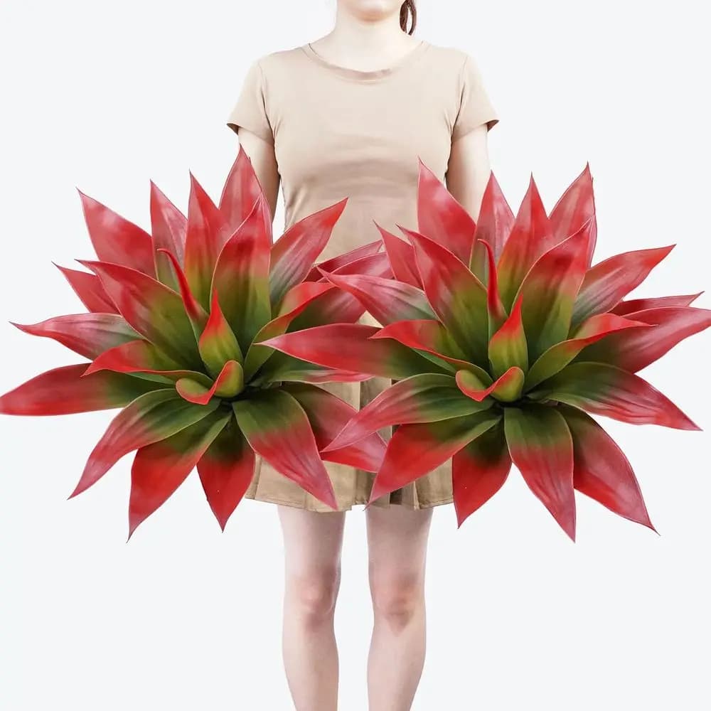 Large Artificial Agave Plants UV Resistant for Tropical Interior and Exterior Decorations (22 Red)
