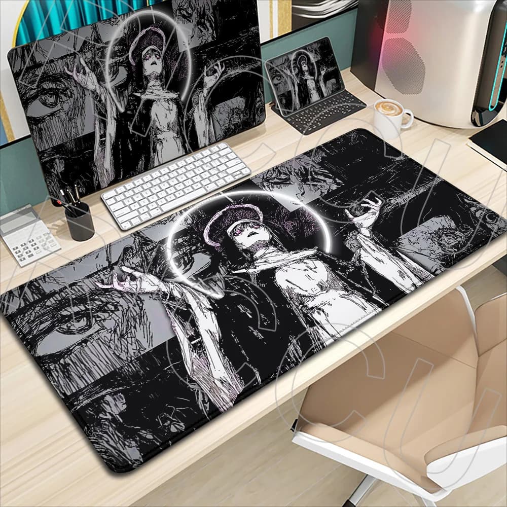 Tappetino da scrivania Anime Girl Black Dark Style Nun, Mousepad Gotico XXL in Gomma per Ufficio, Accessori PC, Tappetino per Tastiera Gaming