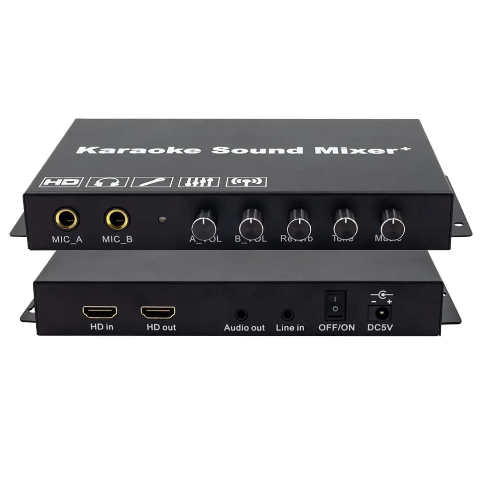Professional Karaoke Mixer System with HDMI, 3.5mm audio Microphone Handheld Stage Performance Church Singing handheld stage